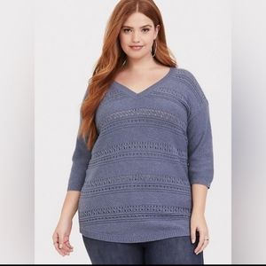 Torrid V-Neck Open Weave Sweater Sz 0
